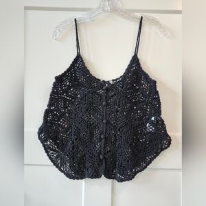 Womens Black Crochet Tank Top Size M
